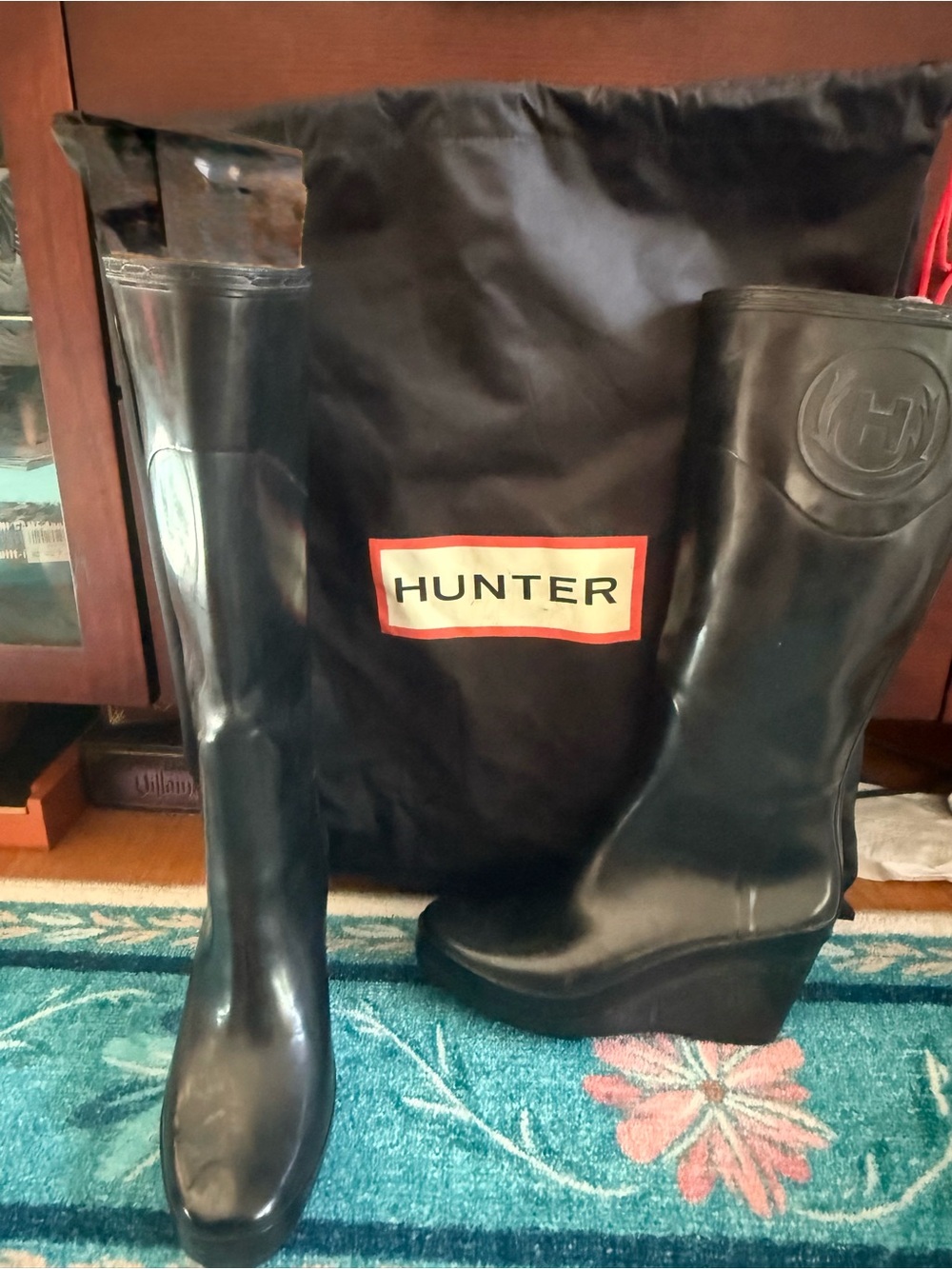 Hunter Champery Wedge Rain Boots - Navy Blue